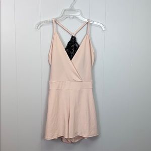 boohoo light pink summer lace back romper 8